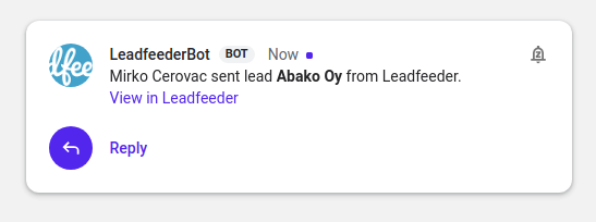 Hangouts Chat integration with Leadfeeder