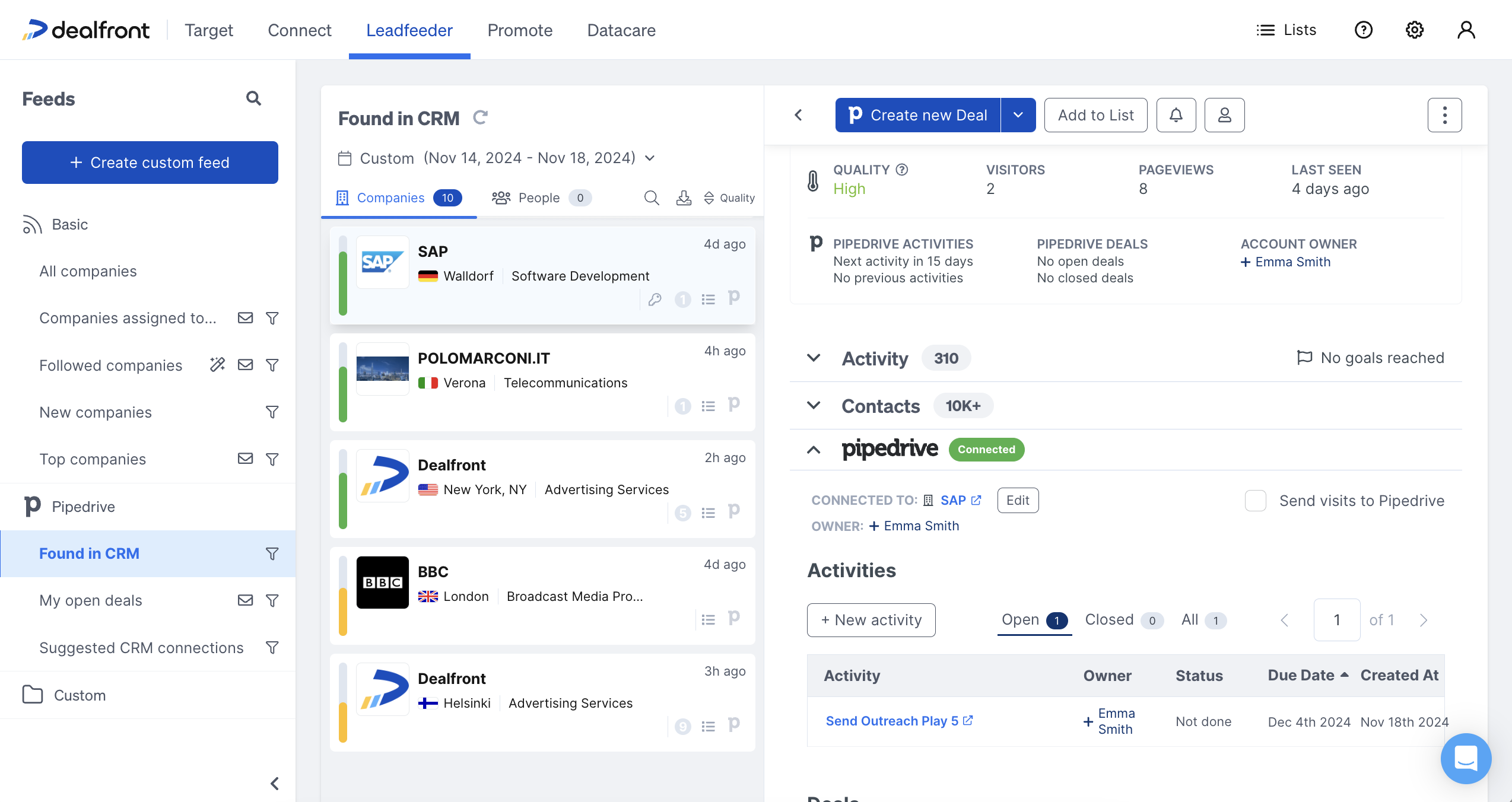 View deals and activities